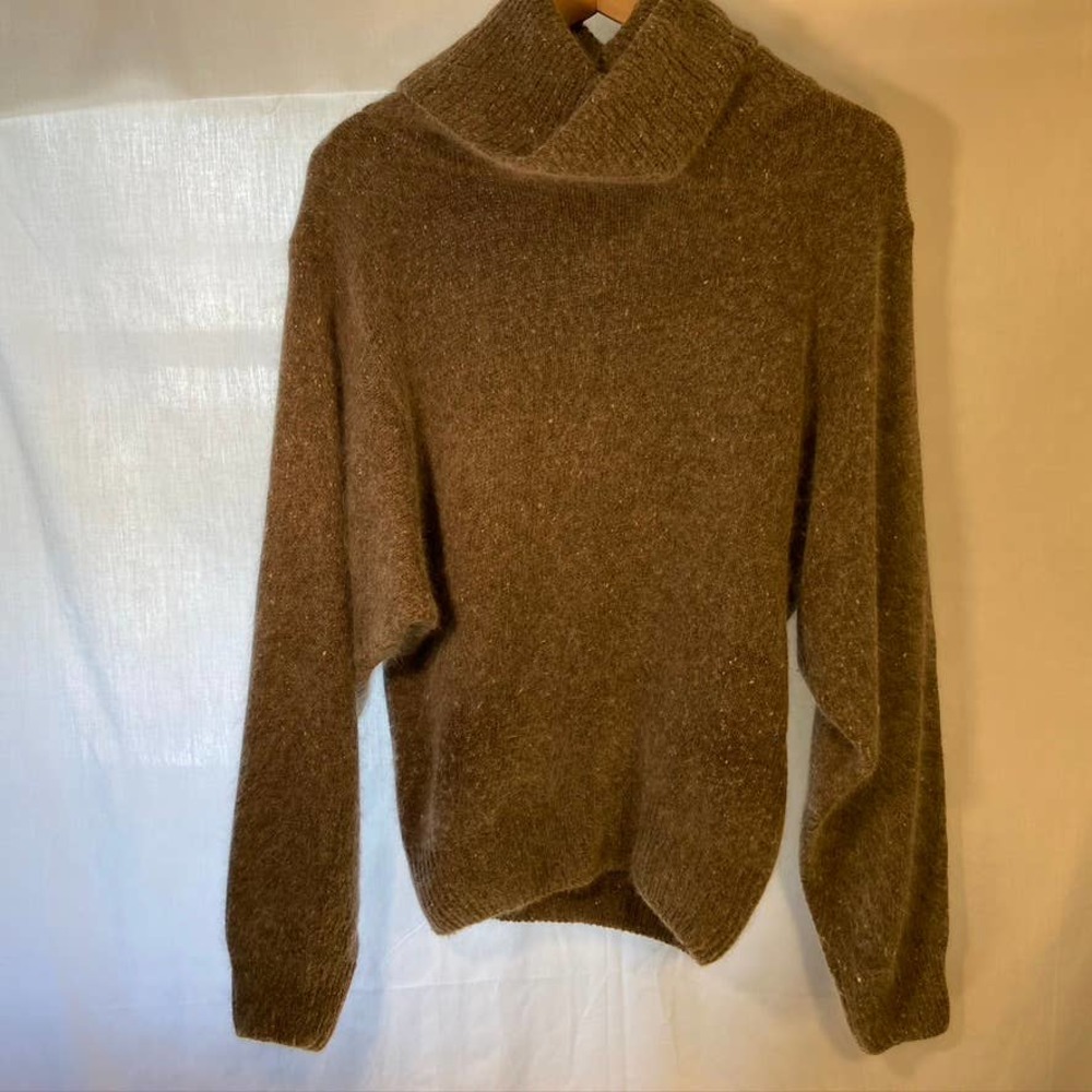 Design Group Sweater Silk Angora Rabbit Hair Lambs Wool Blend Gray Turtle Neck